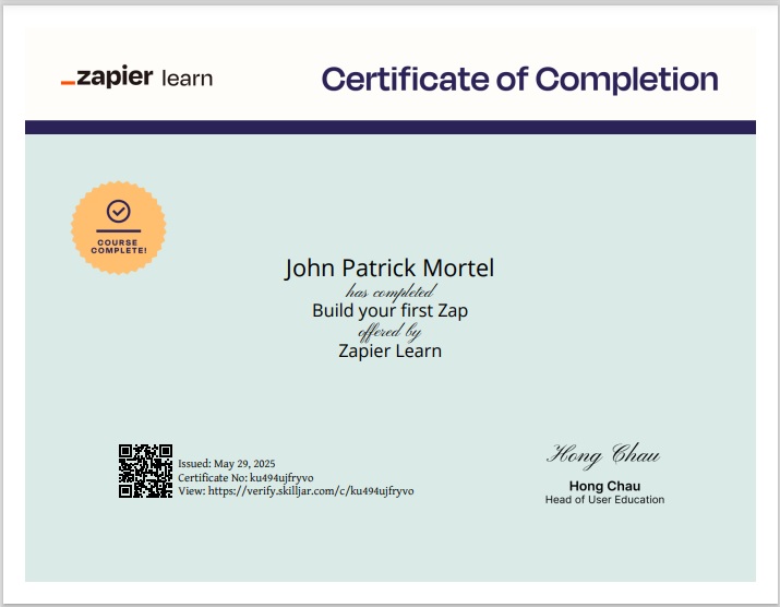 Zapier Certificate
